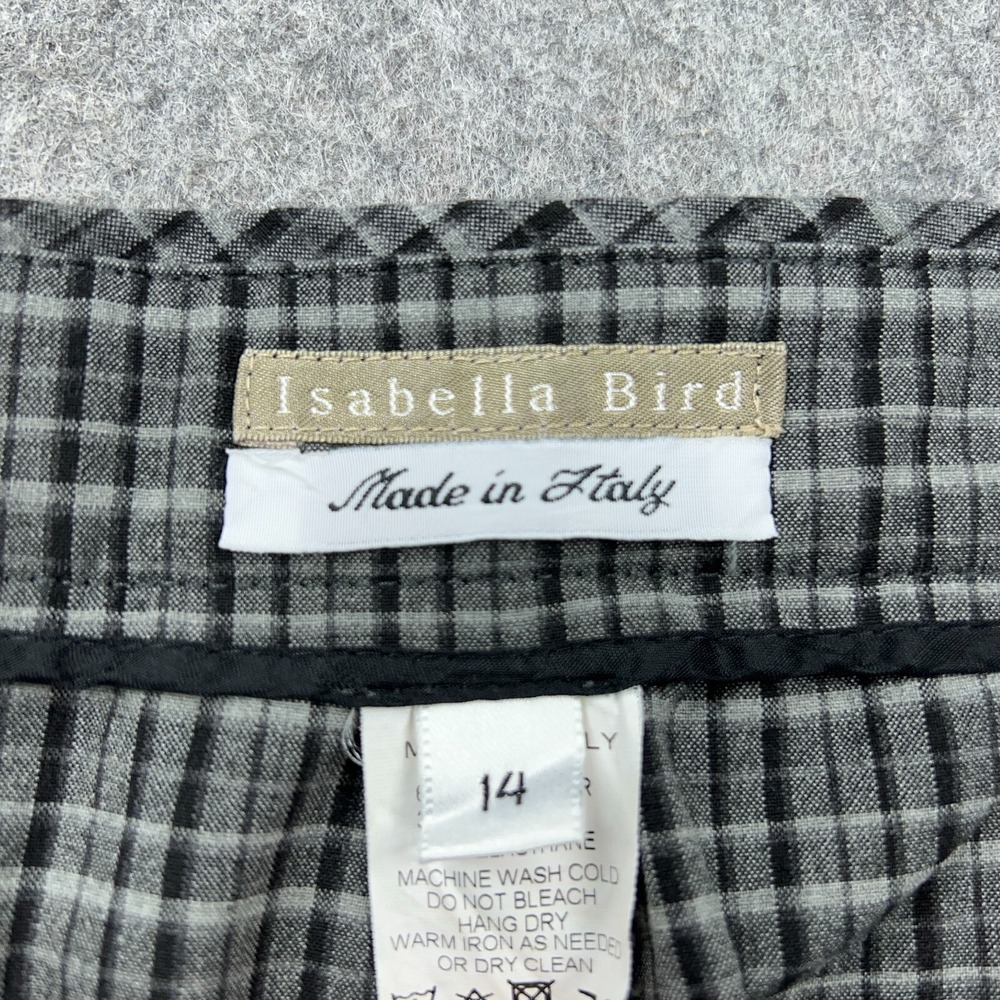 Isabella Bird Pants Womens 14 Gray Plaid Wide Leg Dress Trousers Anthropologie - Picture 5 of 13